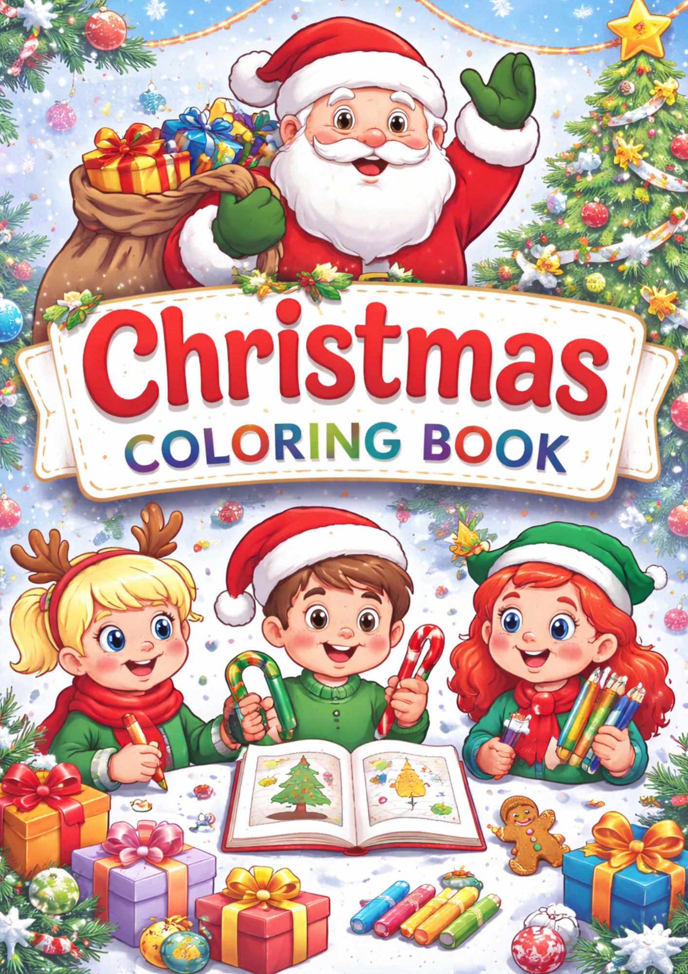Christmas Coloring Book for Kids – Festive Holiday Fun with Santa, Gifts & Cute Characters
