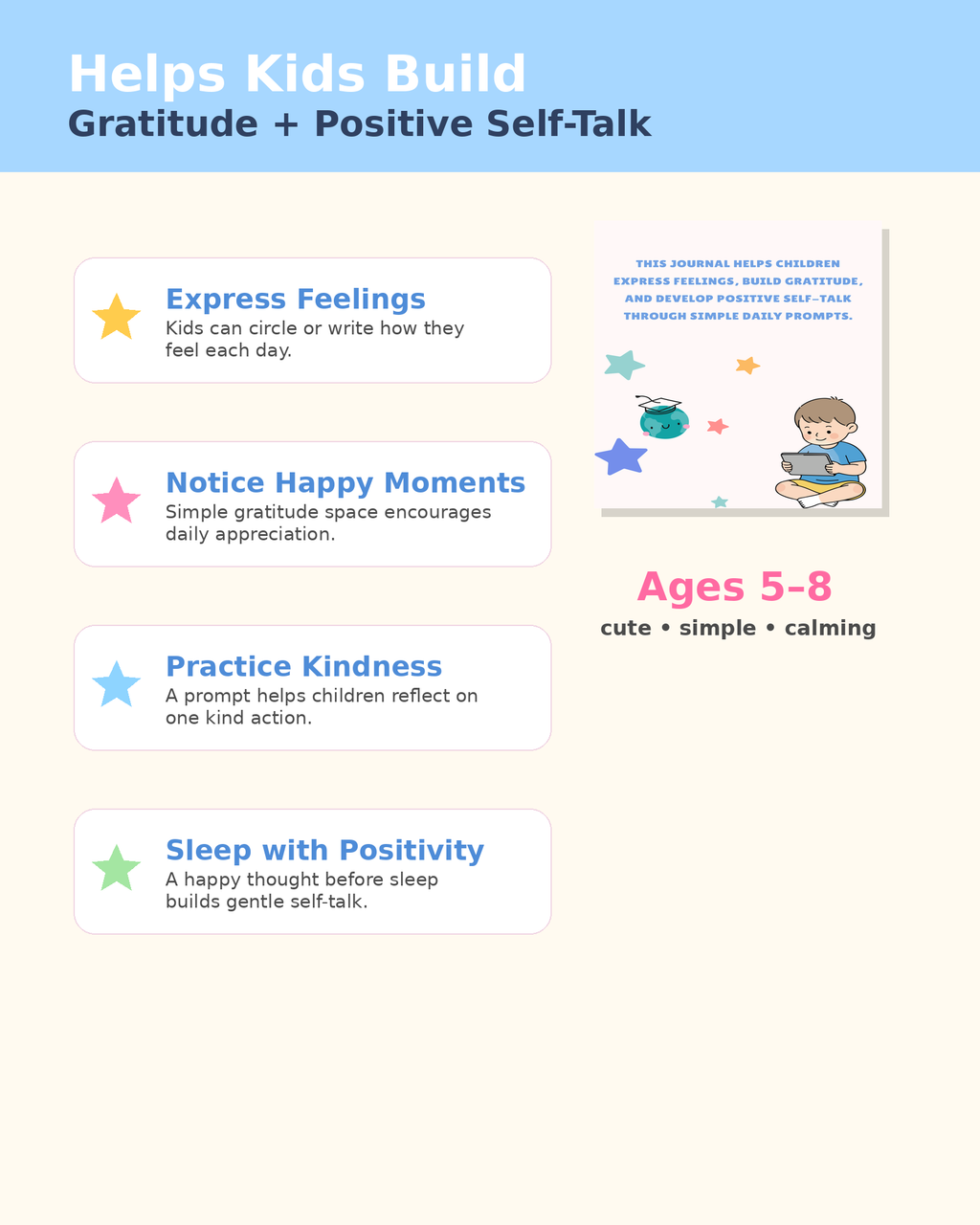 My Daily Gratitude Journal for Kids (Ages 5–8) instant download!