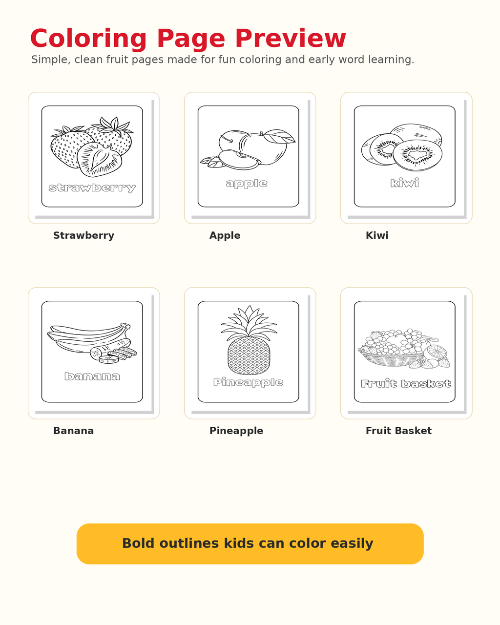 Fruits Coloring Book — Big, Bold Fruit Fun