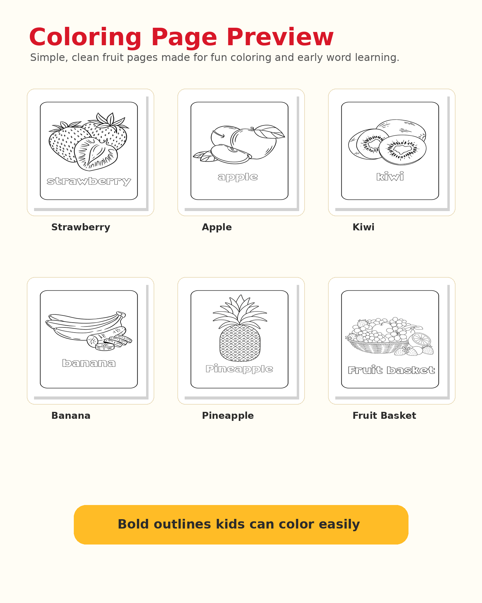 Fruits Coloring Book — Big, Bold Fruit Fun