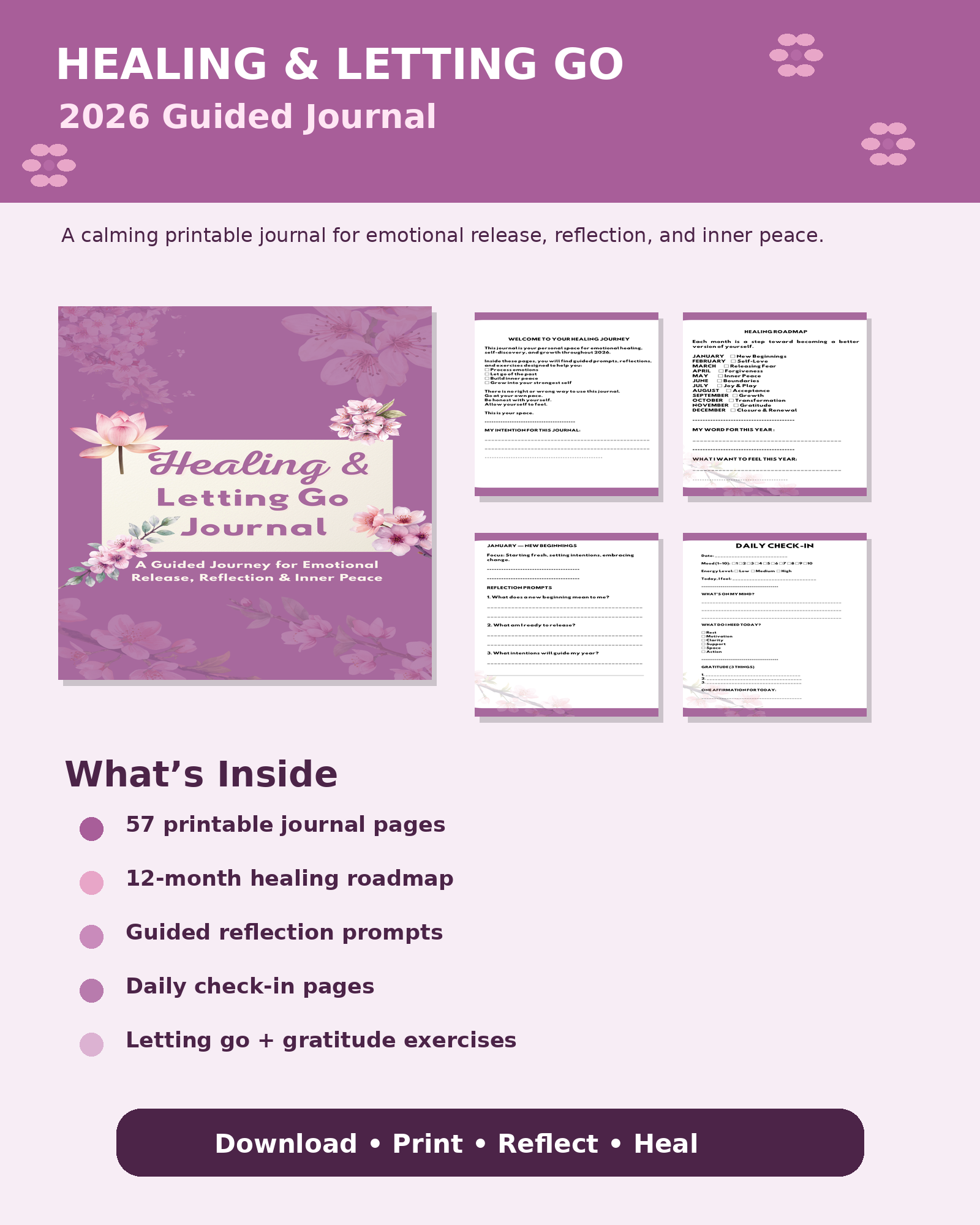 Healing & Letting Go Journal – Printable Guided Healing Journal