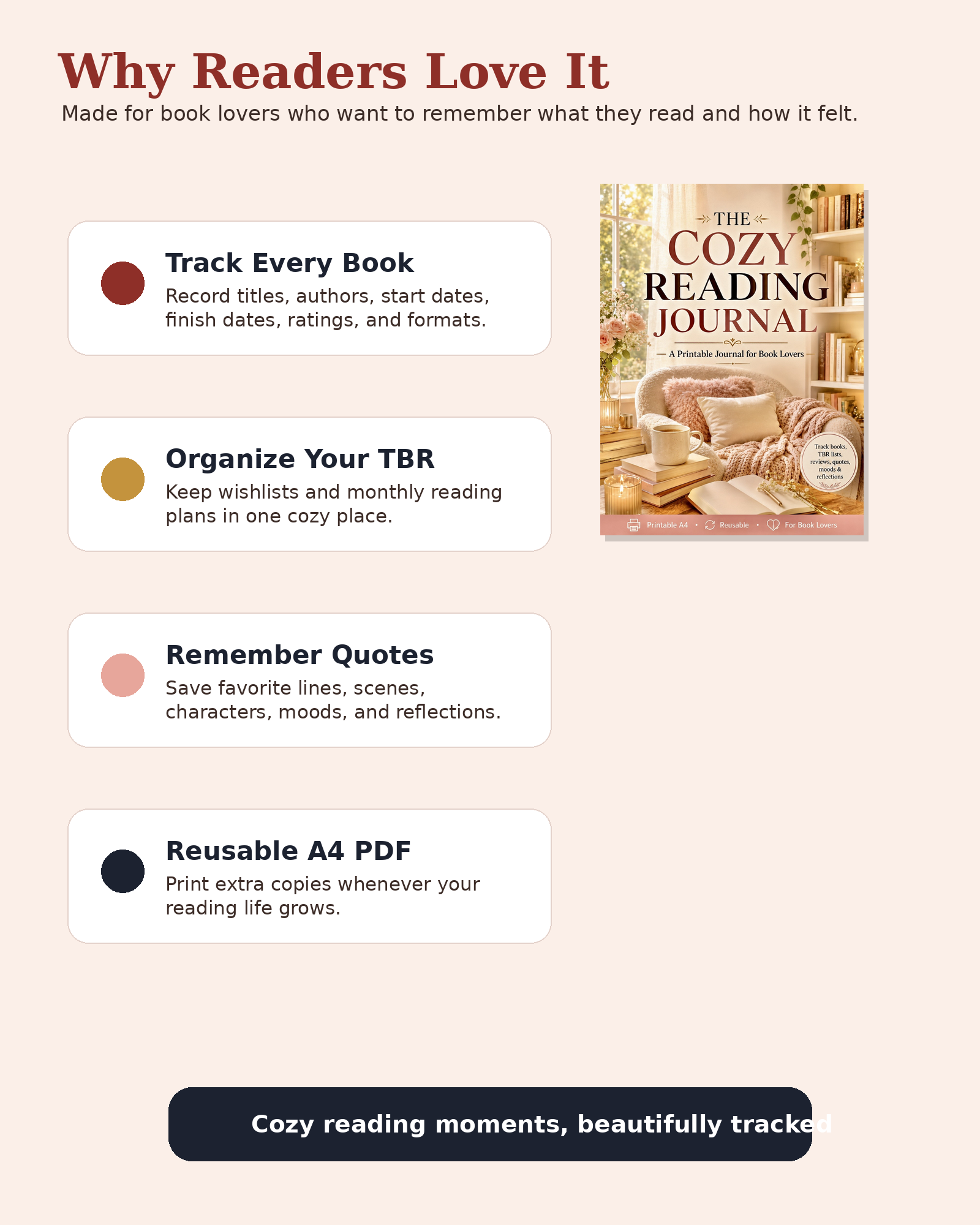 The Cozy Reading Journal for book lovers