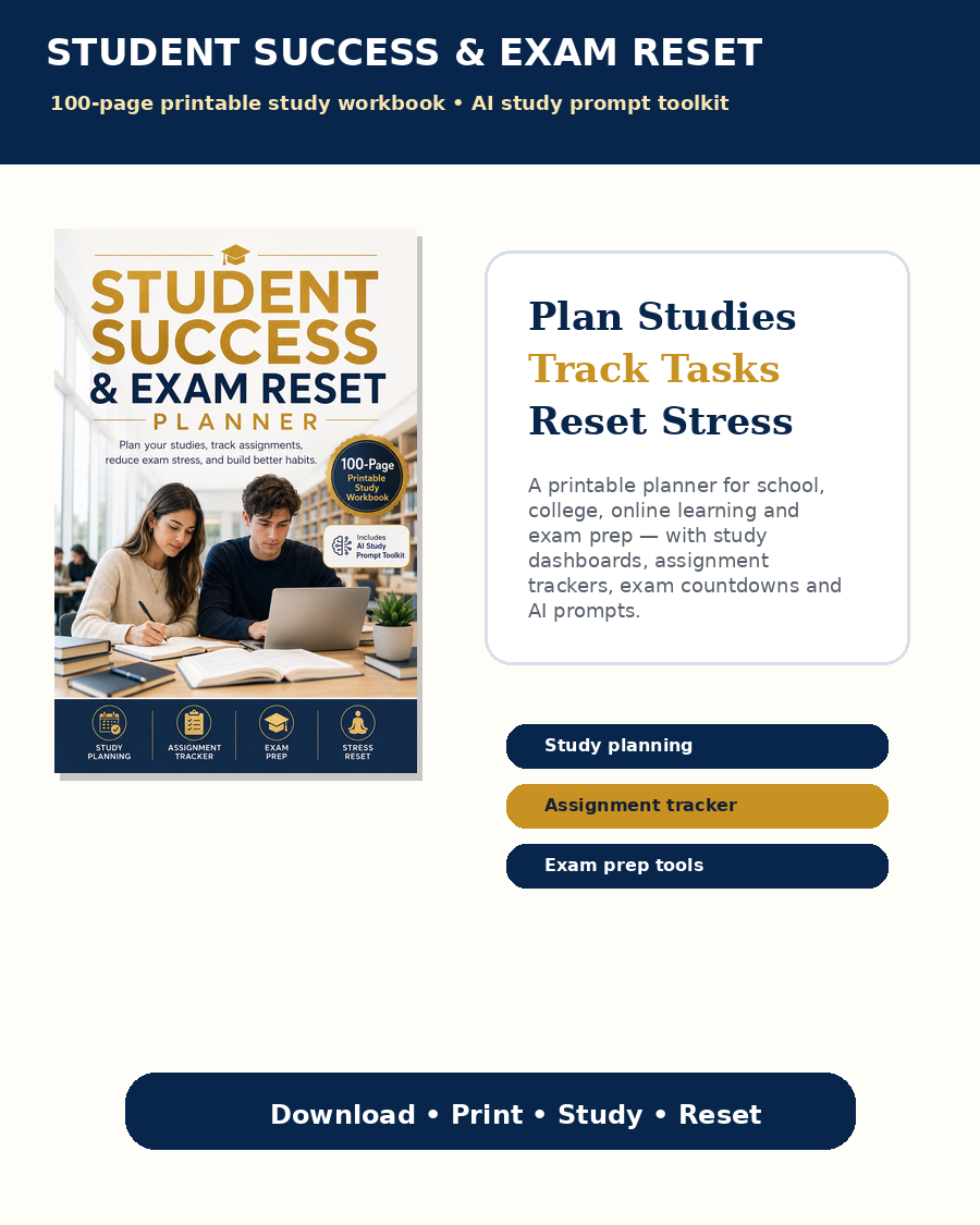 Student Success and Exam Reset Planner