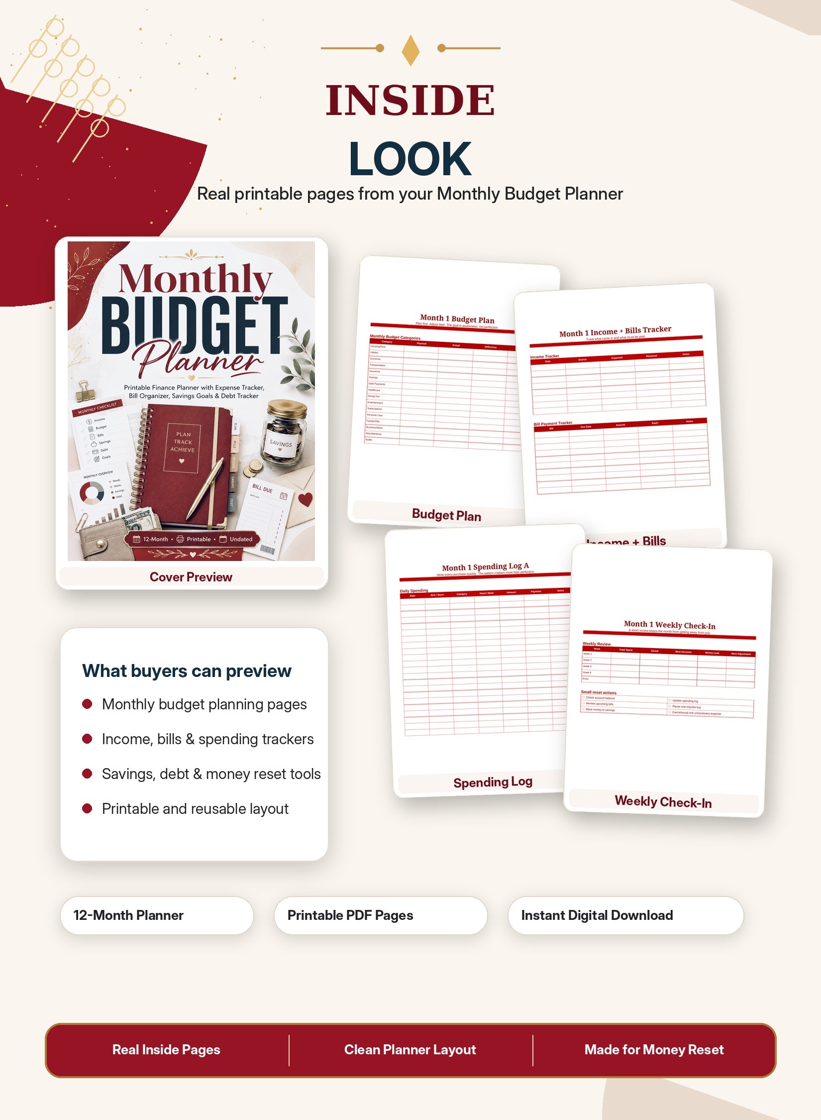 Money Budget Planner 2026 – Printable Monthly Finance Tracker