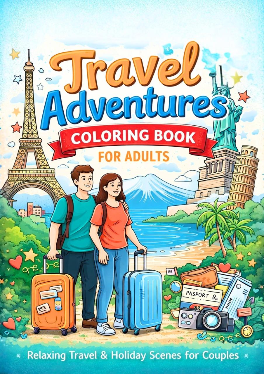 Travel Adventures Coloring Book for Adults