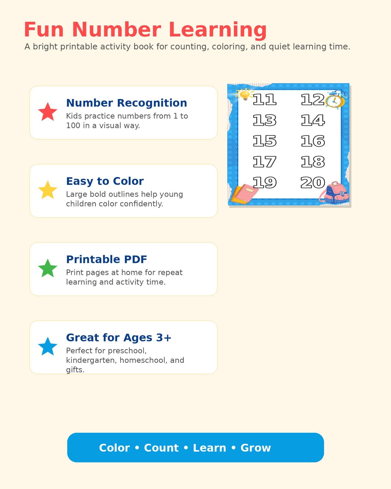 Number Coloring Book From 1 to 100