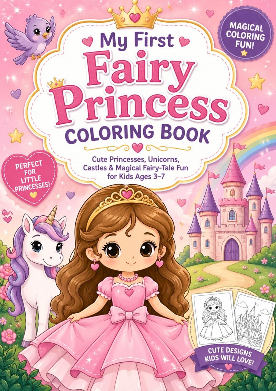 My First Fairy Princess Coloring Book Cute Princesses, Unicorns, Castles & Magical Fairy-Tale Fun