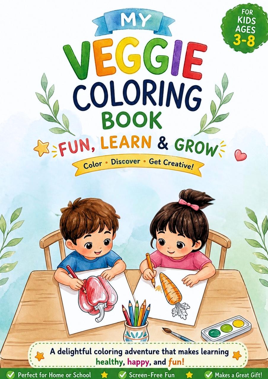 MY VEGGIE COLORING BOOK Fun, Learn & Grow — Color, Discover, Get Creative!