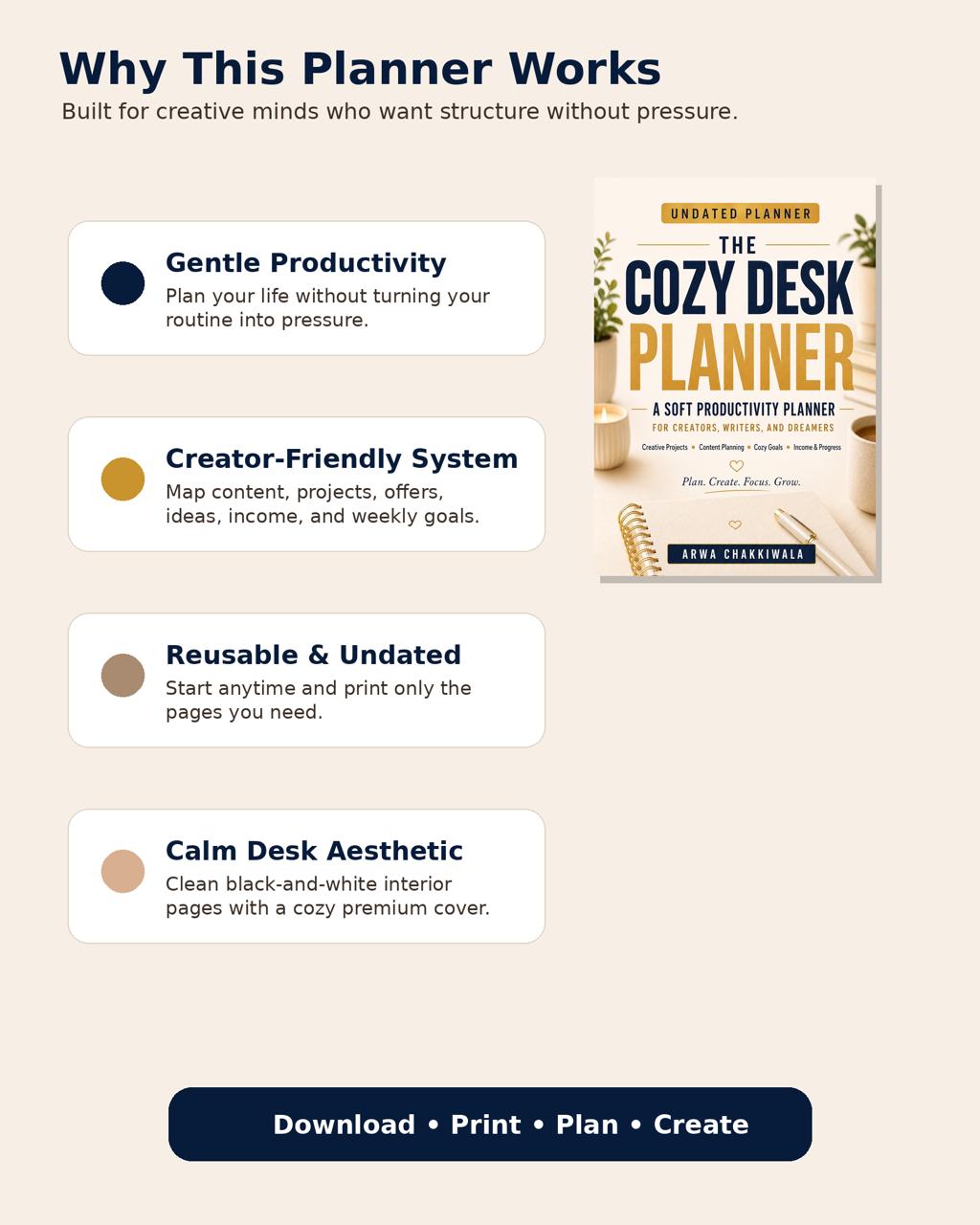 THE COZY DESK PLANNER - A soft productivity planner