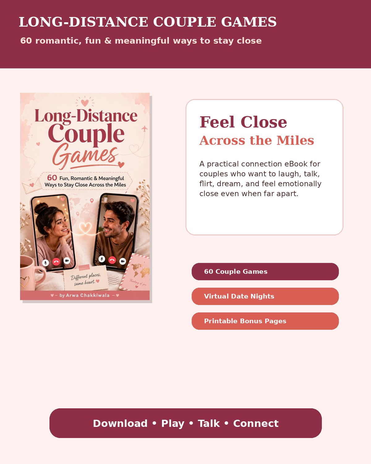 Long-Distance Couple Games -  romantic, practical connection guide with 60 Games