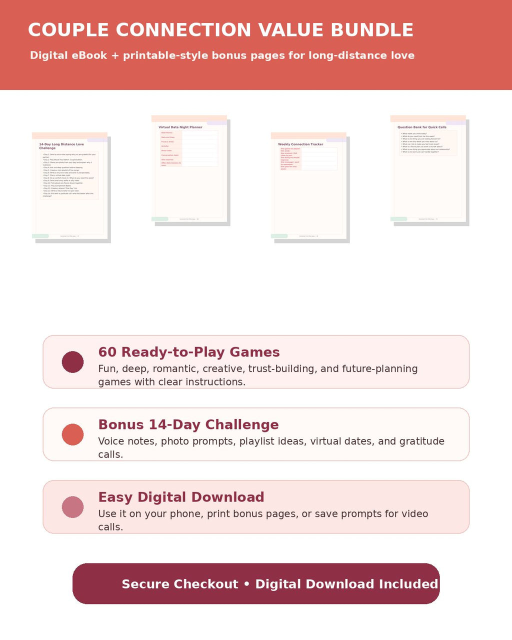 Long-Distance Couple Games -  romantic, practical connection guide with 60 Games